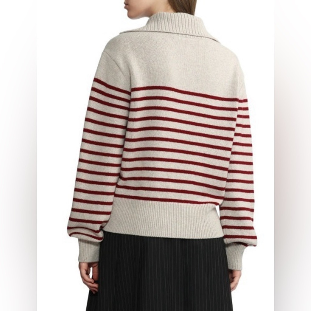 ZARA Turtleneck Ribbed Knit Wool Sweater Striped Red size S